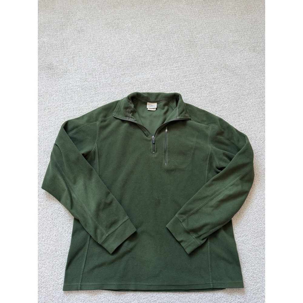 LL Bean‎ Vintage Mens Quarter Zip Fleece Pullover Green Medium Regular 0BVM2